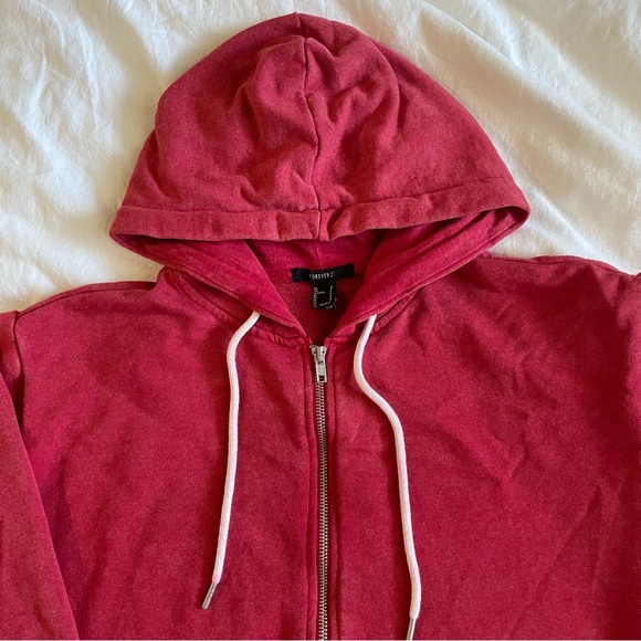 Red Zipper Hooded Sweatshirt - Picture 3 of 4